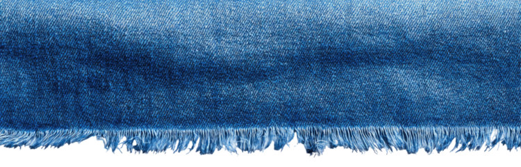 Deep blue fabric with a frayed edge