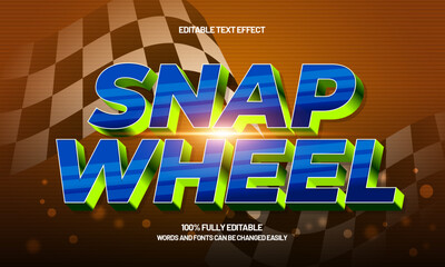 snap wheel editable text effect with a race and finish text style
