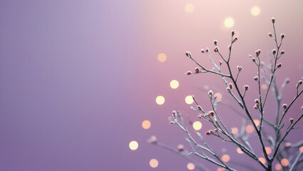 Pastel lavender and pink background with winter branches. Perfect for romantic designs, elegant wallpapers, and serene text overlay projects.