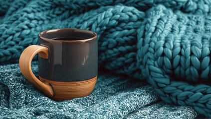 Knitted Blanket and Coffee Mug