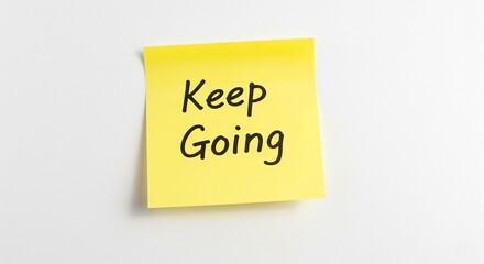 Simple &ldquo;Keep Going&rdquo; message on sticky note, clean style