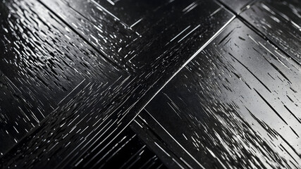 Abstract Close-Up of Geometric Glossy Black Surface