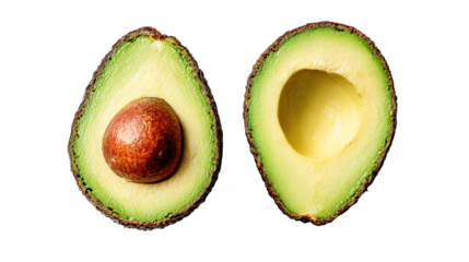 Fresh organic avocado with leaves isolated clipping path