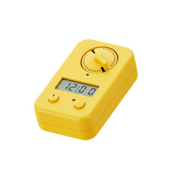 Bright yellow kitchen timer displaying 1200, ideal for cooking, with a minimalist design