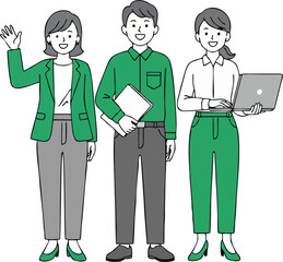 Cheerful colleagues present modern teamwork