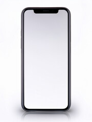 Modern phone with empty screen on plain white background
Sleek smartphone mockup with blank screen and white backdrop