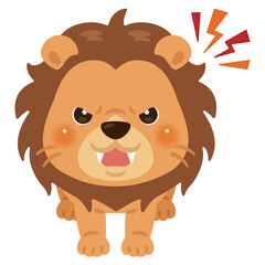 威嚇するライオンのイラスト