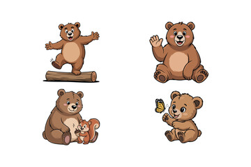 Friendly bears interacting with nature and each other brown bear squirrel