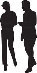 two co worker are discussing something while walking