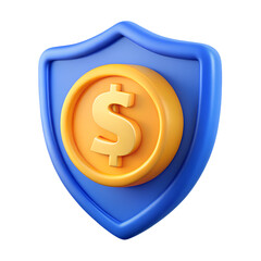 Obraz premium 3D Shield Icon with Dollar Symbol Money Protection Concept Render