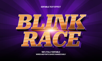 blink race editable text effect with a race and finish text style