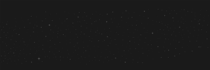 Minimal starry night sky background vector stars space background. New Year Christmas light banner with copy space. Sparkle glitter wallpaper