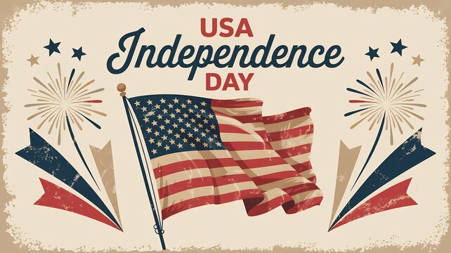 Usa independence day patriotic background with american flag and fireworks celebration design image - Powered by Adobe