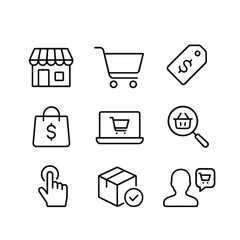 Digital marketplace icons vector set. Outline symbols. Line design
