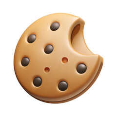Fototapeta premium 3d rendered a delicious chocolate chip cookie with a bite taken out isolated on transparent background