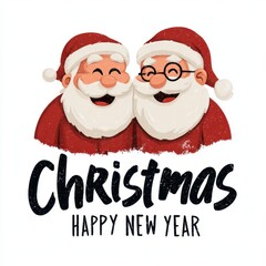Festive Santa characters sharing joy during the Christmas and New Year celebration in a cheerful style