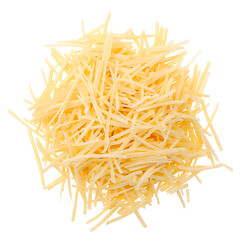 Heap of Uncooked Angel Hair Pasta Isolated on White Background