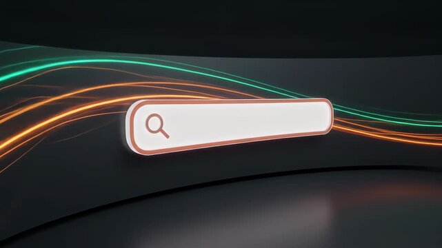 A sleek search bar with glowing lines, symbolizing fast internet searches and digital information access web serach