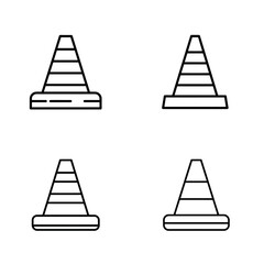 Traffic Cone Icon Set Simple Outline Vector Illustration on White Background