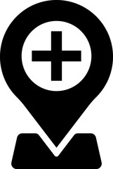 Medical location icon. healthcare map point. healthcare cross symbol. representing medical facility. pointer pinpoint emergency assistance
