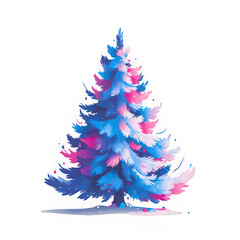 Obraz premium Blue pink Christmas tree, winter festive decoration, joyful mood