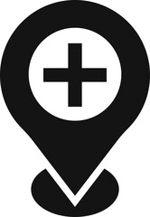hospital location icon. medical cross symbol. healthcare and medicine. representing a healthcare facility hospital location. medical service point