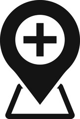 Obraz premium hospital location icon. medical cross symbol. healthcare and medicine. representing a healthcare facility hospital location. medical service point