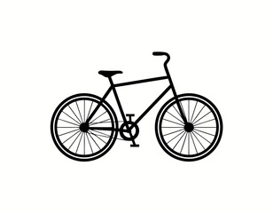 A black and white illustration of a bicycle, featuring its frame, wheels, pedals, and handlebars.