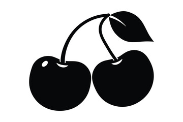 Cherry logo vector icon, Cherry fruit silhouette vector
