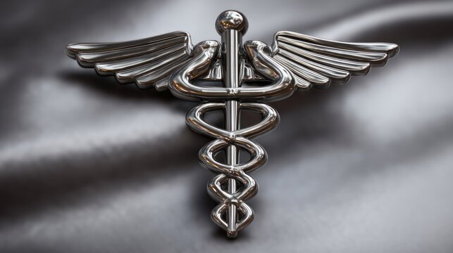 A medical symbol on a dark background.