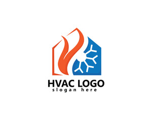 creative hvac, ac logo, fire and snow in the house, suitable for air conditioning logo
