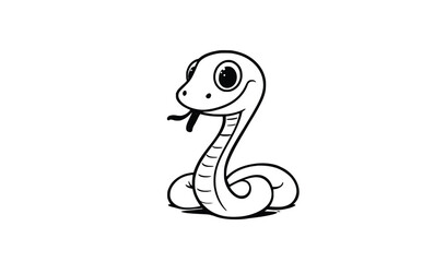 Fototapeta premium Cute Baby Snake Cartoon Vector Outline – Adorable Coiled Reptile Drawing for Kids, Coloring Books, or Wildlife Themes