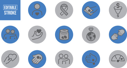 Medical Support Assistance Vector Icons – Health, Care, Doctor, Help, Aid, Service, Hand, Heart, Stethoscope, Medication, People, Patient, Community, Life, Charity, Support Icon, Treatment

