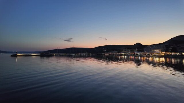 Amazing Sunset view of Costal street of town of Balchik, Dobrich region, Bulgaria