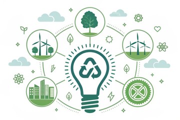 Circular Economy Symbol in Modern Business Environment Illustration