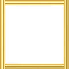 Obraz premium Golden metallic shiny frame border vector on transparent background, square design