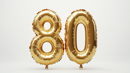 Gold number eighty balloons a celebratory image