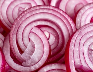 Close-up sliced red onion rings