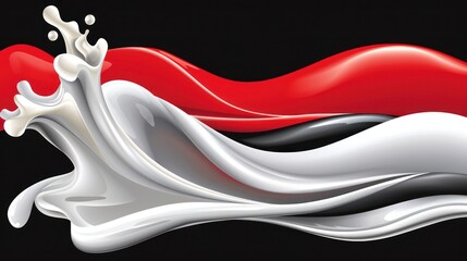 Abstract Liquid Splash Red White Black Background