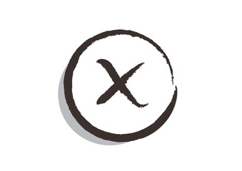 筆で描いたアイコン「ボタン（クリック、消す、バツ）」, Brush-drawn icons "Buttons (click, erase, cross)"