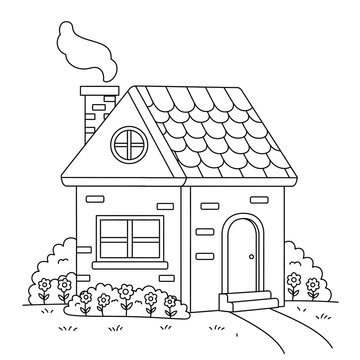 black and white house with smoke clip art preview