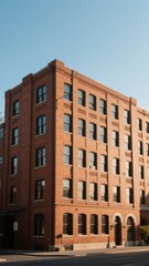 Fototapeta premium Historic Multi-Story Brick Building with Arched Entryways