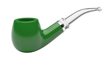 smoking pipe icon, green tobacco pipe isolated for vintage smoking accessory concept or old-fashioned gentleman illustration design

