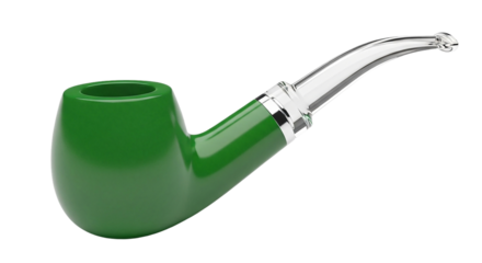 smoking pipe icon, green tobacco pipe isolated for vintage smoking accessory concept or old-fashioned gentleman illustration design

