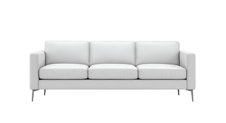Modern, white three-seater sofa, minimalist design, studio shot.