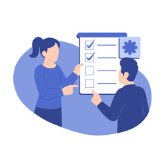 Teamwork Checklist Planning &ndash; Flat Business Illustration