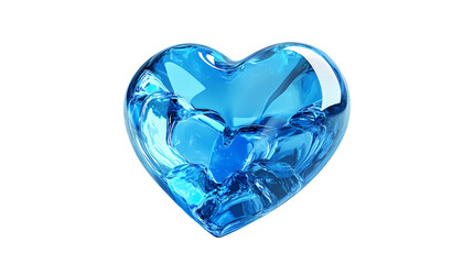 A shiny light blue crystal heart shape object isolated on transparent background