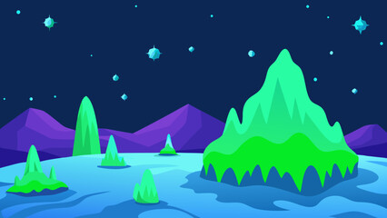 Fototapeta premium A magical Christmas winter forest landscape at night, with snow-covered trees under a star-filled sky, perfect for holiday celebrations and New Year's designs