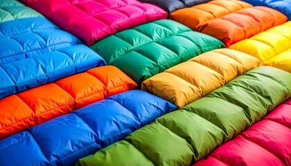 Colorful quilted fabric pieces arranged in a grid pattern