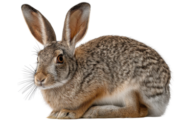 Desert Jackrabbit Close Up Wildlife Animal Portrait, isolated on a transparent background